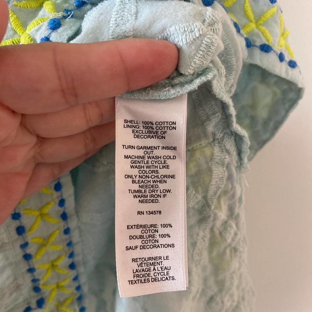 Vineyard Vines V-Neck Swim Coverup Dress Cotton Size M Light Teal - Picture 3 of 6